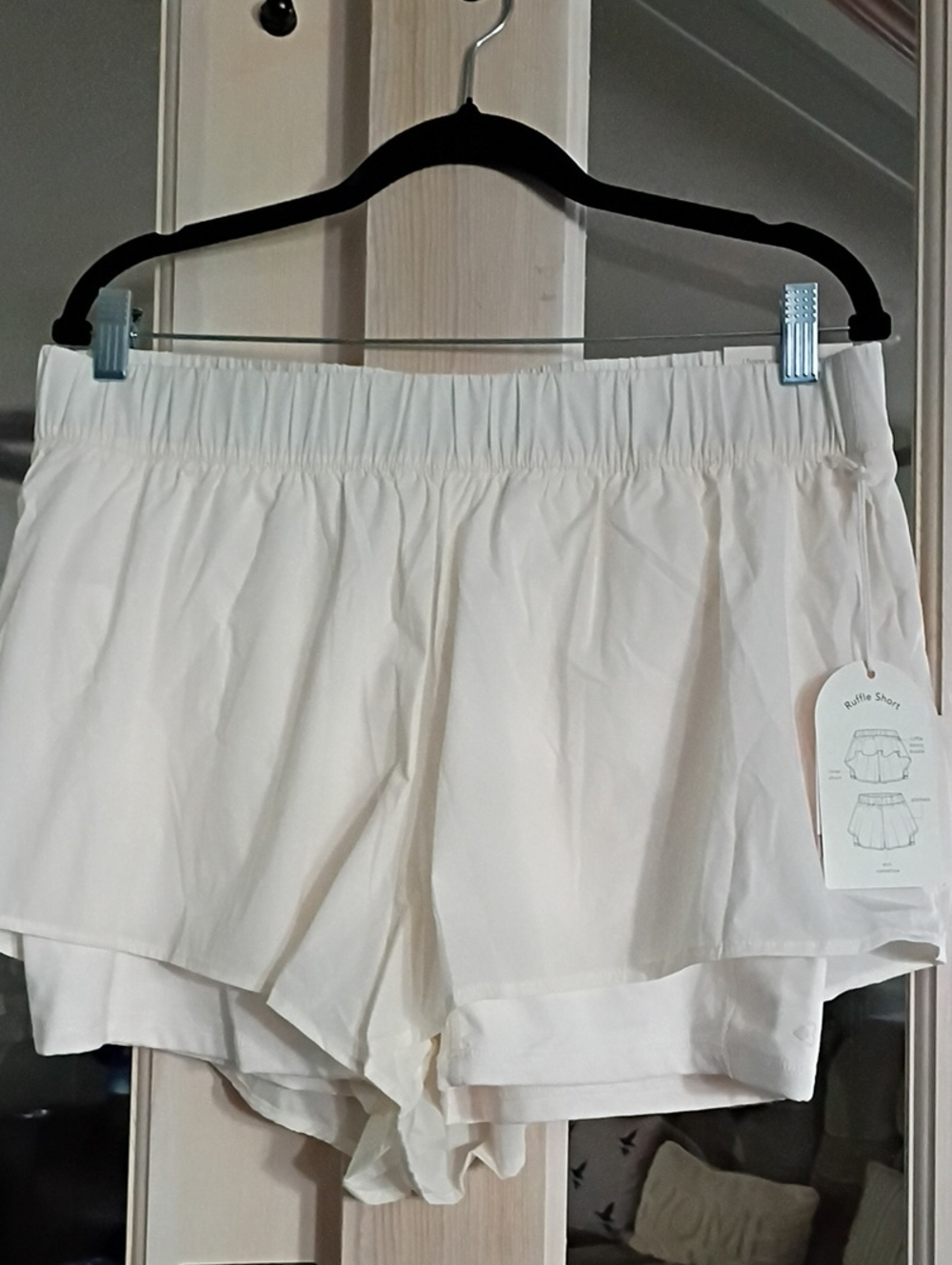 Logilates Women's Athletic Ruffle Layered Shorts - White